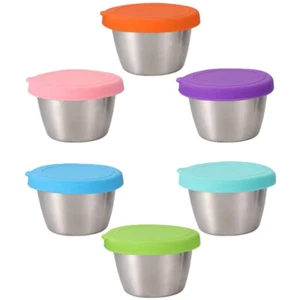 6 Pcs Stainless Steel Dipping Dish Condiment Containers with Lid Bowls Lids - Picture 1 of 12