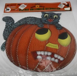 Christopher Radko "CAT ON PUMPKIN" Vintage Shiny Brite Halloween Hang Decor NIP! - Picture 1 of 2
