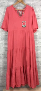 Scamp & Dude Size 18 Coral Flute Sleeve Tiered Dress BNWT (SR121X18) - Picture 1 of 24