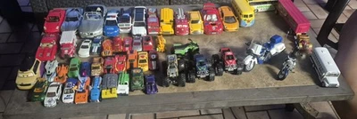 LOT OF 50+ TOY CARS TRUCK MOTORCYCLE Hot Wheels Matchbox Tonka Disney Police Bus - Image 1 of 4