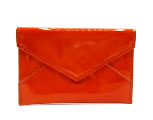 Umschlag Karten Etui Halter Grafik Bild Mini 3x4" Lackleder Orange - Bild 1 von 9