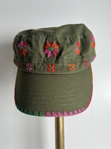 Fashionable Embroidered Olive Green Cadet Hat - Picture 1 of 6