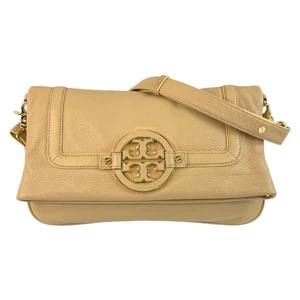 Tory Burch logo Shoulder Bag Messenger Bag Beige Gold Hardware leather - Picture 1 of 9