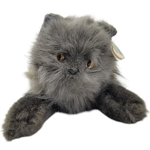 Ty Smokey Cat Plush Grey Realistic Fluffy Persian Kitty with Yellow Eyes 1999 - Picture 1 of 13