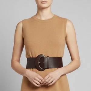 Cinturón ancho de cuero marrón chocolate oscuro - S/M - Imagen 1 de 8