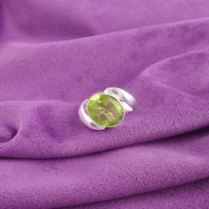 Sterling Silver Peridot Gemstone Anniversary Boho Band Ring Jewelry US All Size - Picture 1 of 6