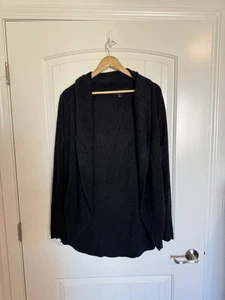 Barefoot Dreams CozyChic Lite Circle Cardigan Black Medium Open Front Pockets - Picture 1 of 5