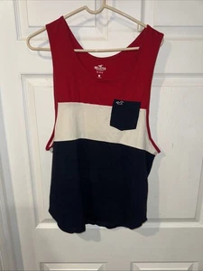 Hollister Tank Top Shirt Mens Medium Red/White/Blue - Picture 1 of 3