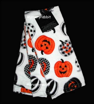 Juego de 3 toallas de cocina de calabaza de Halloween Cynthia Rowley ~ algodón de felpa Foto 1 de 4