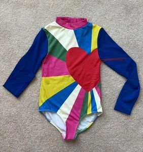 NWT Mini Boden Girls Heart Multi Burst Long Sleeve One Piece Swimsuit Size 9-10 - Picture 1 of 6