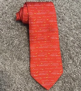 Vintage Salvatore Ferragamo Reiher Wasservogel Storch 100 % Seide rot Krawatte - Bild 1 von 8