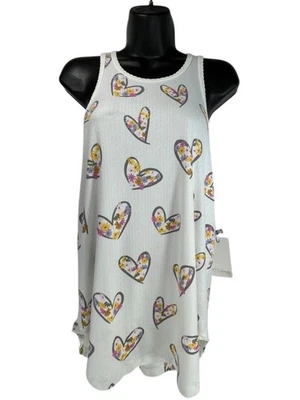 P.J. Camiseta sin mangas SALVAGE corazón floral talla L blanca acanalada tejido vieira espalda cruzada Foto 1 de 4