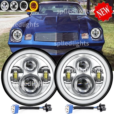 Faros LED redondos Halo 7" haz alto/bajo aptos para Chevy Camaro 1967-1981 C10 1975-1980 Foto 1 de 4