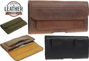 PREMIUM HAND SEWN OF GENUINE LEATHER WAIST POUCH CASE COVER FOR MOBILE PHONES - Picture 1 of 88