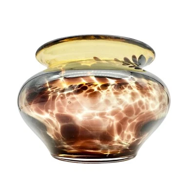 Jarrón cuenco 6,5 x 4 marrón negro vidrio estampado animal usado en excelente estado Foto 1 de 4