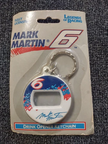 Vintage 1998 Nascar Mark Martian #6 Valvoline Legends of Racing Key Chain Bottle Cover