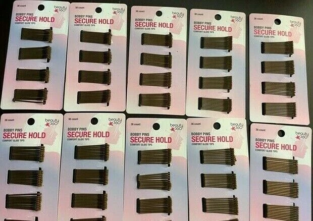 Lot of 25 Beauty 360 Bobby Pins Secure Hold 36 each Brown 900 pins Free Shipping - Image 1 of 3