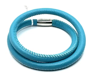 Brazalete de cuero doble de madera Brighton Aqua Turquesa Añadir dijes 16 pulgadas nuevo con etiquetas - Imagen 1 de 6