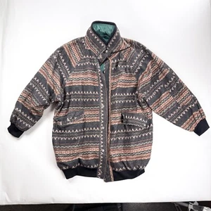 Vintage Current Seen Reversible Aztec Jacket Seafoam Green Southwestern XL Retro - Picture 1 of 11