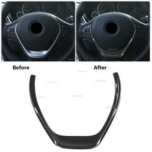 Carbon Fiber Interior Steering Wheel Trim Cover For BMW 3 Series F30 F31 2013-18 - Picture 1 of 8