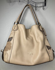 COACH Edie Shoulder Bag in Nude Beige with Patchwork Suede and Python