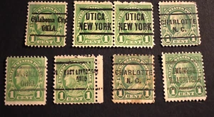 8 - 1922 US Stamps Scott Nos. 552 - 1 Cent Precanceled - Used - Picture 1 of 5