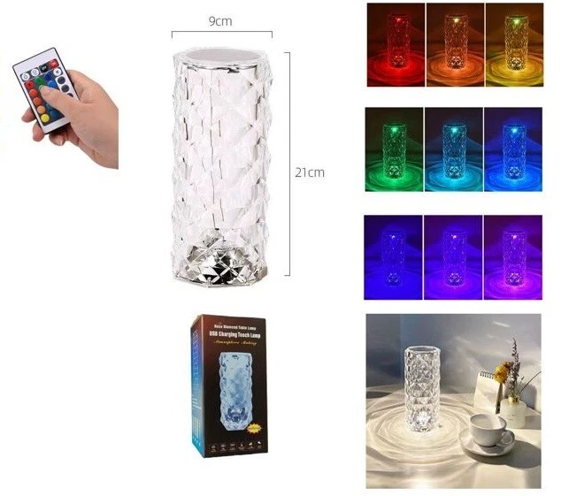 z Lampada Da Tavolo Led Ricaricabile Tipo Cristallo Touch Rgb Bar Casa Hotel cir - Immagine 1 di 1