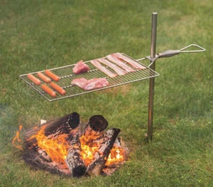 CAMPFIRE GRILL SET - Adjustable Stainless Steel 24" x 14" Cooking Surface - Picture 1 of 6