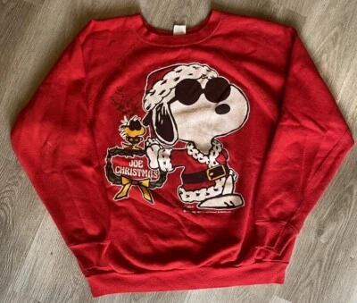 Vtg 70’s Snoopy & Woodstock Joe Christmas Joe Cool Crewneck. Size L. - Image 1 of 4