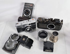 Vintage Camera parts & Accessories lot Olympus canon Zeiss Leica Gorlitz Taron