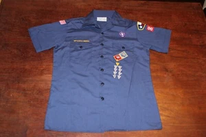 Boy Scouts of America BSA Youth Shirt Blue X-Large XL 18-20 Sewn Patches - Picture 1 of 5