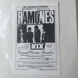 Ramones At Grand Circus Theatre Detroit 1982 Gary Grimshaw Handbill 3/17 - Imagen 1 de 2