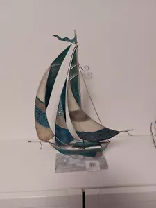 Metall Segelschiff Boot Segler Höhe 44 cm mit Perlmutt Segelboot - Bild 1 von 6