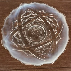 Beaded Wishbone & Drapery Plates Jefferson Glass opalescent 8" Diam c 1904 - Picture 1 of 4