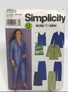 Top Pants Skirt Plus Size 26w S9583 Cut Sewing Pattern - Picture 1 of 1