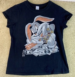 Women Vtg Bugs Bunny Gangster Hip Hop Gemstones Looney Tunes 2XL Y2K Made In USA - Picture 1 of 5