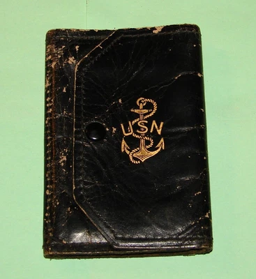 CARTERA VINTAGE DE CUERO AZUL MARINO DE EE. UU. Foto 1 de 3