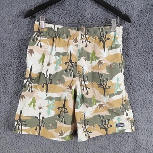 Patagonia Swim Shorts Mens Small Green Desert Cactus Camo Trunks Holiday Beach - Picture 1 of 9