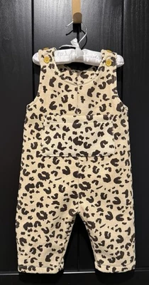 MiniOlie Brown & Beige Cheetah Print Corduroy Overalls - Child's 12-18 months - Image 1 of 4