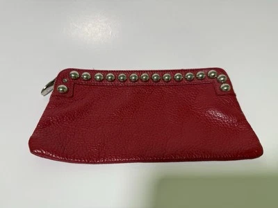 Furla Red Leather Studded Pouch - Image 1 of 4
