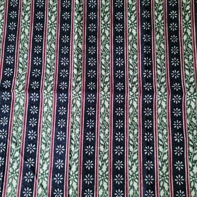 1 YARD Green & Red Striped Patterned "NOEL" By Susan Winget  For Benartex - Image 1 of 4