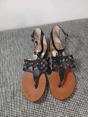 Vince Camuto Ladies Black Strappy Thong Gladiator Sandals Size 4 UK Gold  - Image 1 of 4