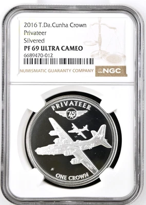 2016 Tristan Da Cunha PRIVATEER Crown Silvered NGC PF 69 ULTRA CAMEO - Image 1 of 4