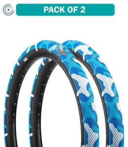 Pack of 2 Cult X Vans Tire 14 x 2.2 Clincher Wire Blue Camo/Black BMX Bike - Picture 1 of 2