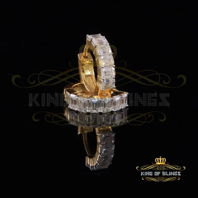 3.00ct Moissanite Emerald White 925 Sterling Silver Women's Hoop Earrings - Image 1 of 4