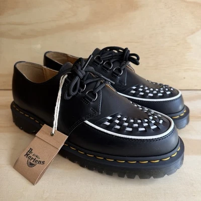 Zapatos Creepers Dr. Martens Ramsey Negro Blanco Cuero Liso Tallas Unisex Foto 1 de 4