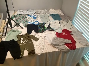 Baby Boy Clothes Mixed Lot 0-3 Months 20 Pieces Carters Cloud Island Disney BoxT - Picture 1 of 21