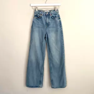 Reformation Wilder High Rise Wide Leg Cropped Jeans Women Size 23 Dillon Blue - Picture 1 of 10