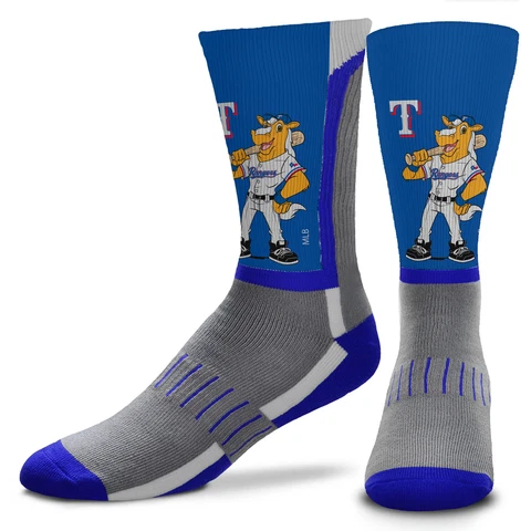 Men's For Bare Feet Texas Rangers Mascot Snoop V-Curve Crew Socks Cover