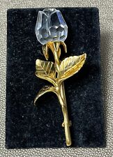 Swarovski Rose Brooch Gold Plated Clear Crystal “Memories Collection” Gorgeous!